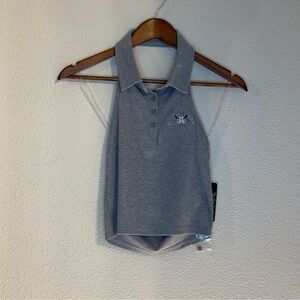 Faded rose open back halter crop top